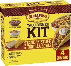 Old El Paso Taco Dinner Kit, Stand 'n Stuff & Tortilla Bowls, Hard & Soft - 1 kit, 9.4 oz