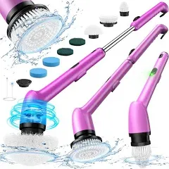 LyriFine Electric Spin Scrubber, 2024 New Full-Body Ipx7 Waterproof Bathroom Cleaner Brush, Shower Scrubber with Long Handle & 2 Speed, Heads