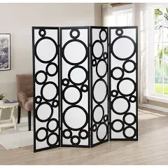 Roundhill Furniture Arvada 4-Panel Wood Room Divider With Circle Pattern