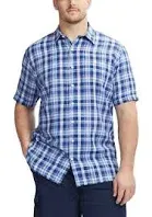 IZOD Men's Big & Tall Madras Short Sleeve Button Down Shirt