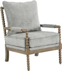 OSP Home Furnishings Fletcher Spindle Chair in Smoke Fabric with Brush Charcoal Finish