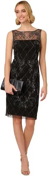 Adrianna Papell Women's Bead-embellished Sheath Dress