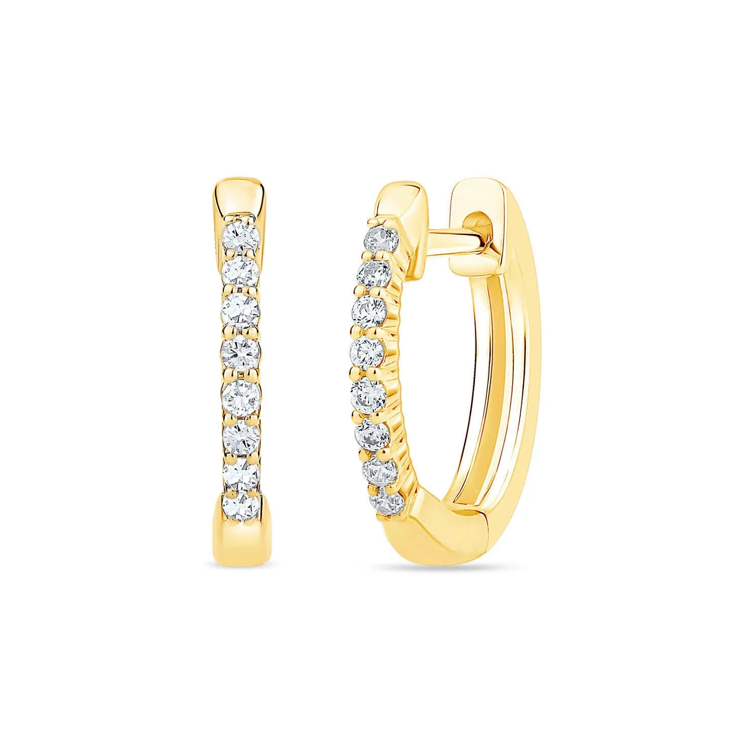 399082 0.10 ct. T.W. Diamond Huggie Hoop Earrings in 14K Yellow Gold:- Yellow Gold