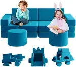 13pcs Kids Couch, Wanan Toddler Couch Kids Sofa Couch, Kids Fold Out Couch for Playroom Bedroom, Modular Couch for Boys and Girls, Play Couch Sofa for