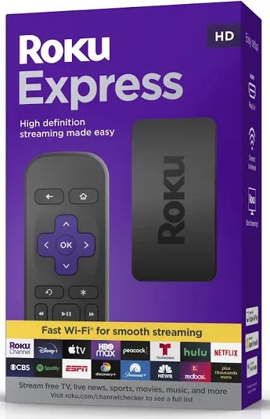 Roku Roku Express HD Streaming Media Player with High Speed Hdmi Cable and Simple Remote