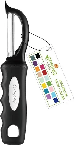 Spring Chef Premium Swivel Vegetable Peeler, Soft Grip Handle and Ultra Sharp Stainless Steel Blades - Perfect Kitchen Peeler For Veggie, Fruit, Potato, Carrot, Apple - Black