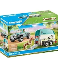 PLAYMOBIL #70511 Car with Pony Trailer NEW!