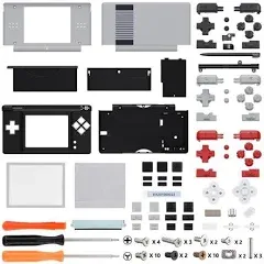 eXtremeRate Replacement Full Housing Shell & Buttons with Screen Lens for Nintendo DS Lite NDSL - Classic NES Style