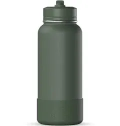 Hydrapeak 32oz Insulated Water Bottle with Straw Lid Matching Color Cap and Rubber Boot Sage