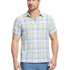 IZOD Men's Short Sleeve Madras Button Down Shirt