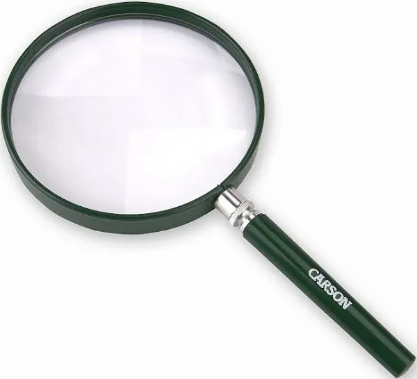 Carson BigEye 2.5x 5in Acrylic Hand Magnifier, Outdoor Green HU-20