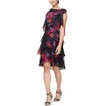 S.L. Fashions Women's Tiered Cocktail Party, Wedding Guest Dress (Petite and Regular Sizes)