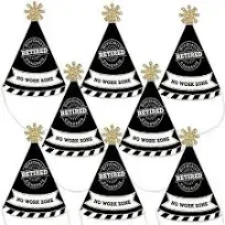 Big Dot of Happiness Happy Retirement - Mini Cone Retirement Party Hats - Small Little Party Hats - Set of 8