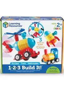 NEW Learning Resources 1-2-3 Build It! Rocket Train Helicopter STEM For Ages 2+