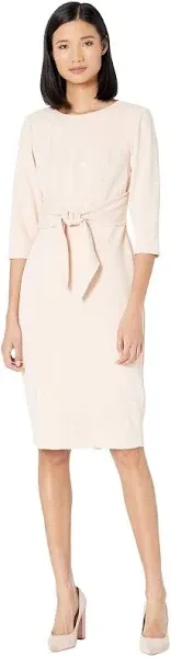 Adrianna Papell Women's Bow Sheath Dress with Three Quarter Sleeves