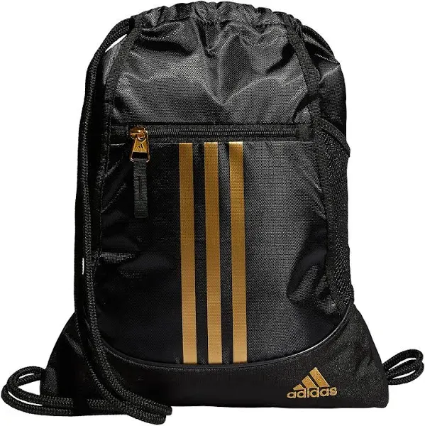 ADIDAS ALLIANCE II SACKPACK DRAWSTRING BACKPACK OUTDOOR GYM BLACK/GOLD METALLIC