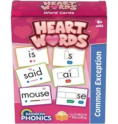 Junior Learning Rainbow Phonics Heart Words Word Cards