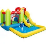 Inflatable Bounce House Water Slide Jump Bouncer w/Climbing Wall and Splash Pool