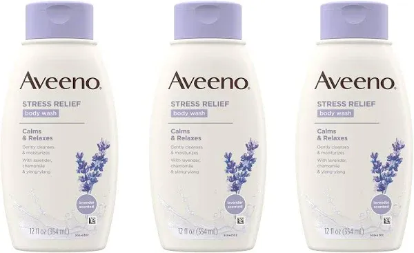 Aveeno Active Naturals Body Wash, Stress Relief 12 oz (Pack of 6)