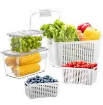 Fresh Container, 3PACK Produce Saver Container BPA Free Fridge Organizer for Veg