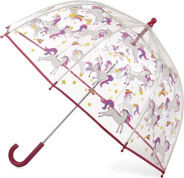 Totes | Kids Clear Bubble Kids Umbrella | Transparent Unicorn Pattern