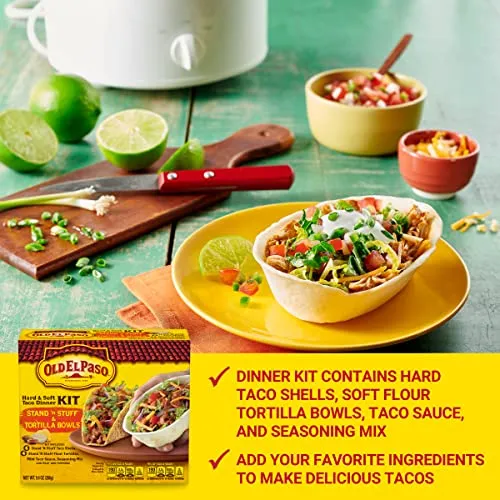 Old El Paso Taco Dinner Kit, Stand 'n Stuff & Tortilla Bowls, Hard & Soft - 1 kit, 9.4 oz