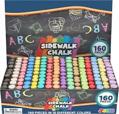 160 PCS Sidewalk Chalks Set Non-Toxic Washable Jumbo Chalk for Outdoor Art Play, Painting on Chalkboard, Blackboard and Playground