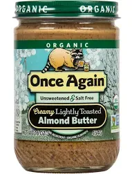 Organic Almond Butter Lightly Toasted 16oz Glass Jar (12 Jars)