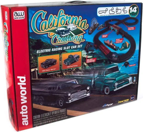 Auto World California Cruising Racing Set &#039;55 Bel Air &amp; &#039;56 Ford Pickup Fits AW