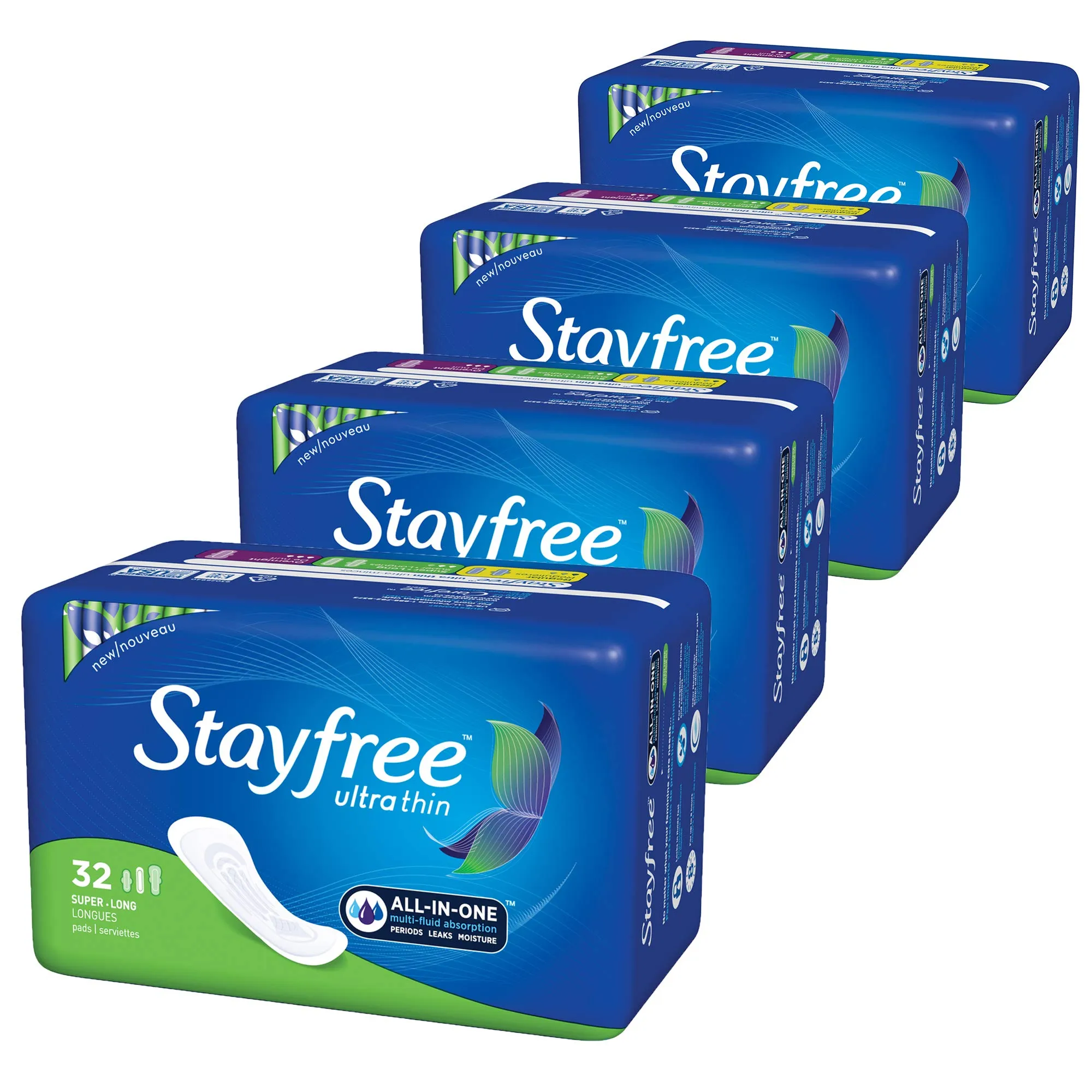 Stayfree Ultra Thin All-In-One Long w/Wings 32 Count Pkg.