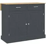 HOMCOM Rolling Kitchen Island with Drop Leaf Wood Breakfast Bar, Farmhouse Kitchen Cart with 2 Drawers, Adjustable Shelves for Dining Room, Dark Gray