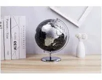 ANNOVA Metallic World Globe Black – Educational/Geographic/Modern Desktop Decoration - Stainless Steel Arc and Base/Earth World - Metallic Black - for School, Home, and Office (8-Inch)