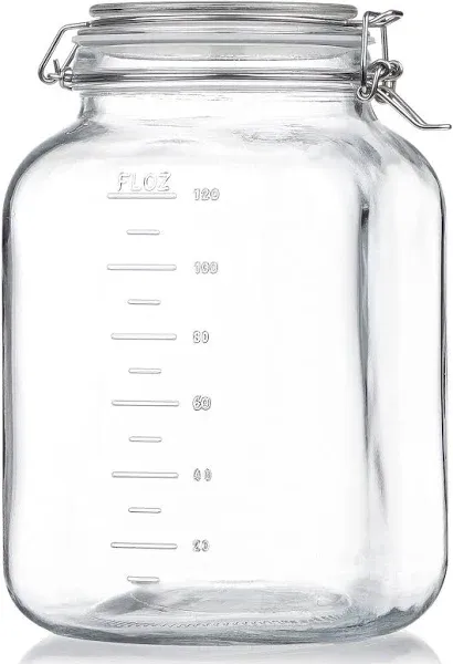 Folinstall 1 Gallon Glass Jars with Airtight Lids and 2 Measurement Marks