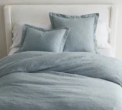 Pottery Barn Belgian Flax Linen King/Calking Duvet , Chambray 