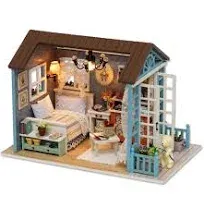 TuKIIE DIY Miniature Dollhouse Kit 1:24 Scale Wooden Mini Doll House Accessories with Furniture for Kids Teens Adults