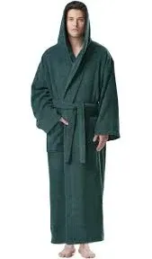 Arus Men's Hooded Classic Turkish Cotton Bathrobe