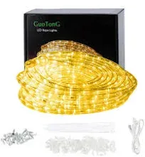 GUOTONG 50ft/15m Plug in LED Rope Lights 540 White LEDs