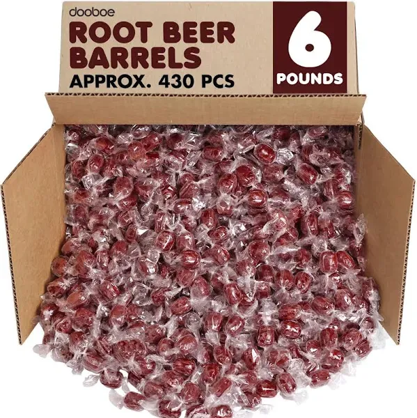 Root Beer Barrels Hard Candy - 6 Pounds - Bulk Rootbeer Candies - Individually Wrapped Old Fashion Nostalgic Hard Candy - Classic Root Beer Candies - Retro Brown Bulk Candies for Buffet