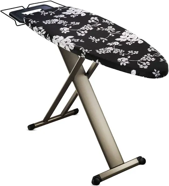 Bartnelli Pro Luxury Ironing Board Extra Wide 51x19 with Heavy Duty Steam Iron Rest and Wheels for Easy Storage Adjustabl