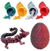 3D Printed Dragon Egg, Dragon Eggs with Dragon Inside, Crystal Articulated Dragon, Mystery Dragon Egg Fidget Toy, 3D Dragon Eggs Surprise Fidget Toy (Colorful)