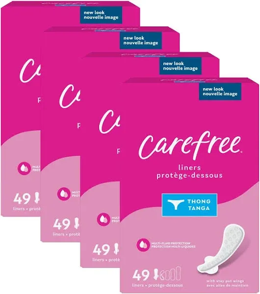 Carefree Thong Pantiliners Regular Liners Unscented Women 49 Pads (Pack of 1)