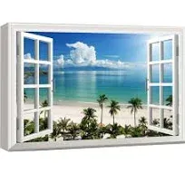 Window Scenery " Window View Landscape Tropical Paradise Nature Wilderness " IDEA4WALL