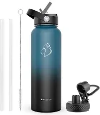 BUZIO Filtered Water Bottle 40oz, Vacuum Insulated Water Bottle with Carbon Filter for Travel, Leak-proof BPA Free, Wide Mouth Water Flask Keeps Cold for 48H, Hot for 24 H, Black