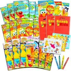 Bendon Set of 15 Kids Play Packs Bundle ~ Fun Party Favors Coloring Book Crayons Stickers Loot Bags (Sesame Street), Size: 450 Piece Set, Beige