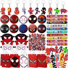 spidey and his amazing friends birthday decorations,110Pcs Party Favors,Include 10 Circles,10 Pattern Decorations,10 Key Chains,10 Masks,10 Gift Bags,10 Straws and 50 Stickers