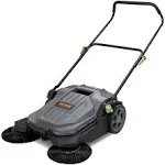 VEVOR Walk-Behind Hand Push Floor Sweeper, 25.6" Sweeping Width Floor Sweeper Manual Non-Electric, 5-Gallon Waste Container, Angle & Height