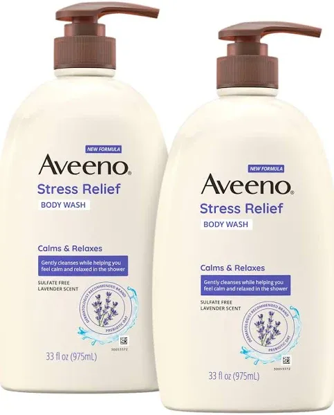 Aveeno Stress Relief Body Wash Soothing Oat Lavender Chamomile &amp; Ylang (33 floz)