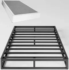 Box Spring Full 5 Inch Low Profile Heavy Duty Metal Mattress Foundation with Easy Clean Fabric Bed Cover, Non-Slip, No Noise, Easy Assembly