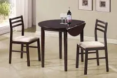 Cappuccino and Tan 3-piece Dining Set with Drop Leaf