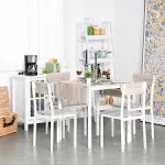 HOMCOM Modern 5-Piece Dining Table Set for 4 with Foldable Drop Leaf, 4 Chairs, and Metal Frame for Small Spaces, White